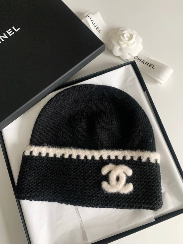 Cashmere Beanie Black White - CHANEL - BALAAN 2