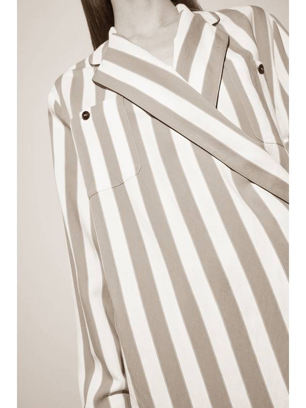 Maison Margiela Patchpocket striped crossover shirt jacket - MAISON MARGIELA - BALAAN 6