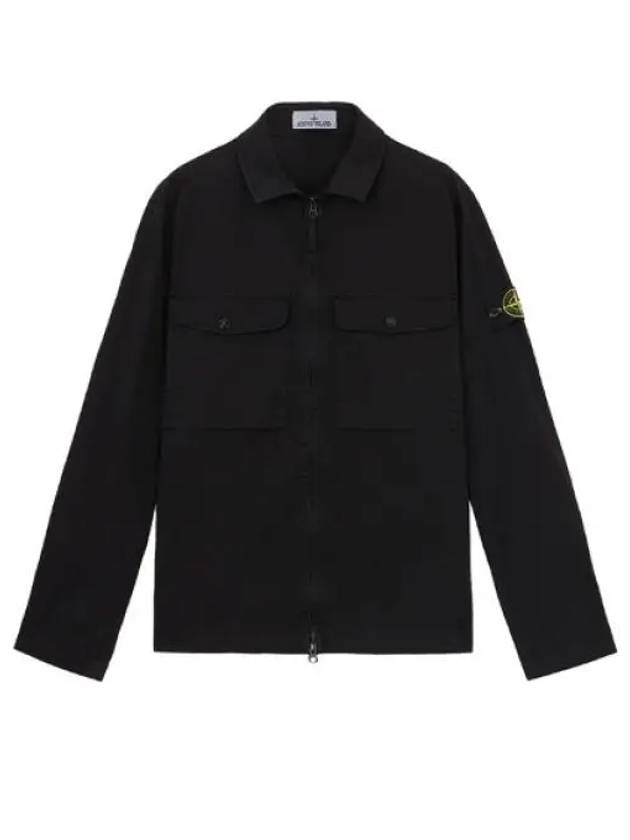 Organic Stretch Cotton Satin Long Sleeve Shirt Black - STONE ISLAND - BALAAN 2