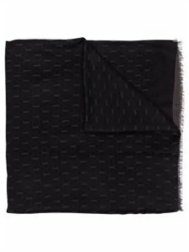 Monogram Wool Jacquard Silk Cotton Muffler Black - SAINT LAURENT - BALAAN 2