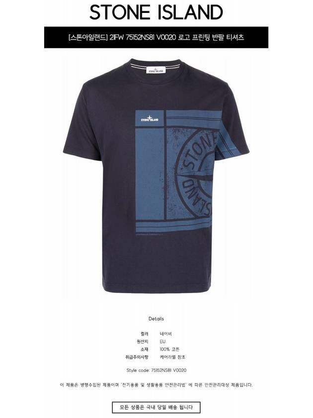 Mosaic Print Short Sleeve T-Shirt Navy - STONE ISLAND - BALAAN 3