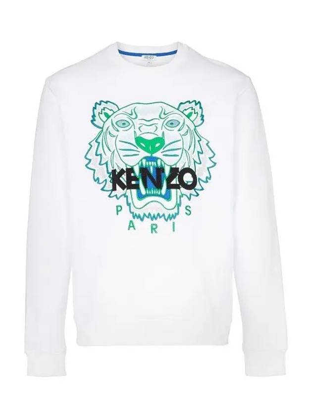 Tiger Embroidered Logo Sweatshirt  White Green - KENZO - BALAAN 3