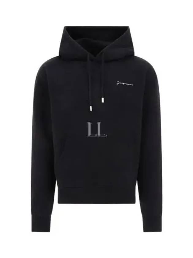 Le Brode Embroidered Logo Cotton Hoodie Black - JACQUEMUS - BALAAN 2