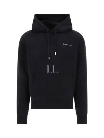 Le Brode Embroidered Logo Cotton Hoodie Black - JACQUEMUS - BALAAN 2