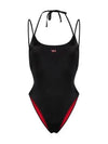 Logo Applique One-Piece Swimsuit Black - DIESEL - BALAAN 2