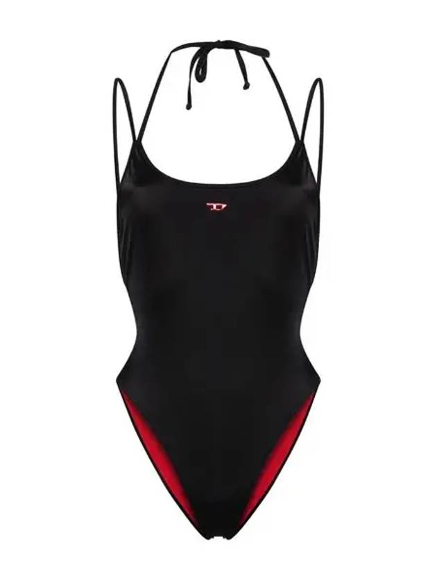 Logo Applique One-Piece Swimsuit Black - DIESEL - BALAAN 3