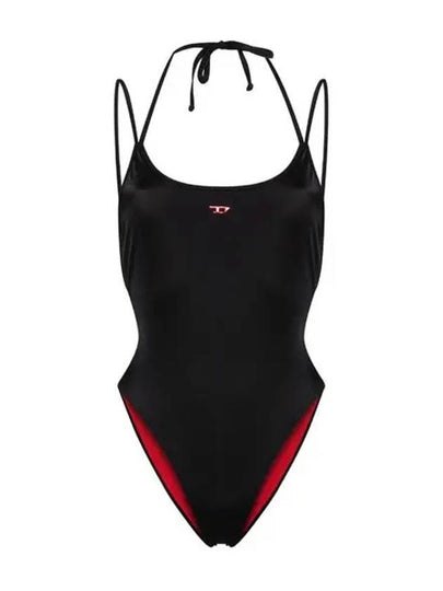 Logo Applique One-Piece Swimsuit Black - DIESEL - BALAAN 2