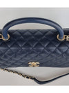 Coco Handle Caviar Medium Tote Bag Navy - CHANEL - BALAAN 6