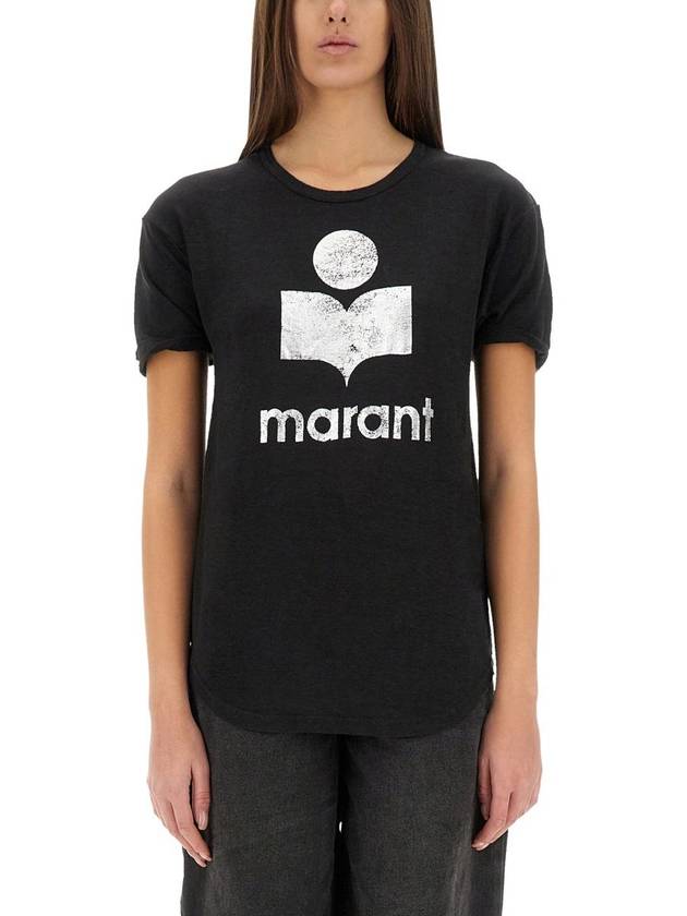 Koldi Linen Short Sleeve T-Shirt Black - ISABEL MARANT ETOILE - BALAAN 2