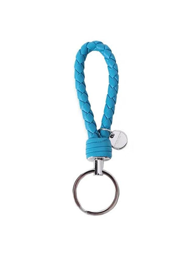 Intrecciato Leather Key Holder Blue - BOTTEGA VENETA - BALAAN 1