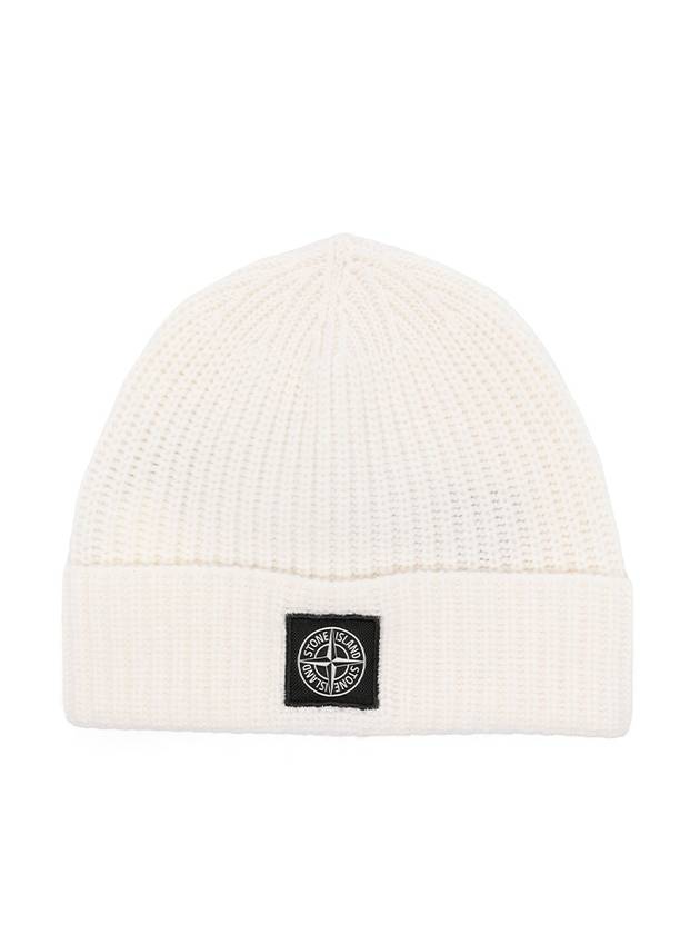 Logo Wool Beanie Natural - STONE ISLAND - BALAAN 2