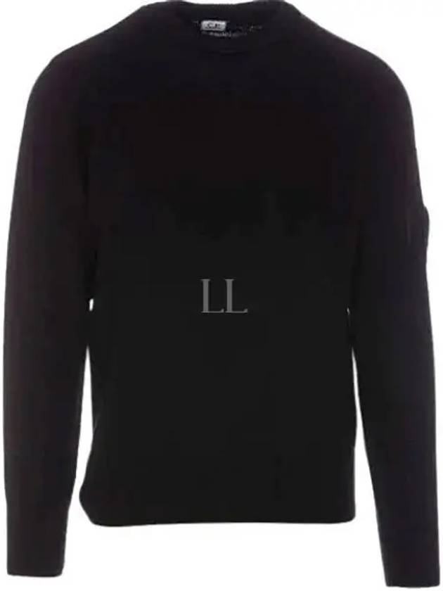 Lens Wappen Classic Crew Neck Wool Knit Top Black - CP COMPANY - BALAAN 2