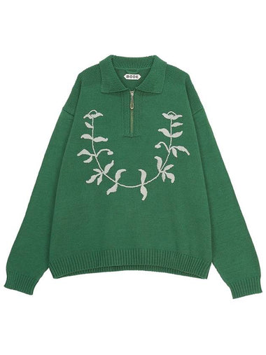 MRS24KT032 GREEN Men s half zip up knit - BODE - BALAAN 1