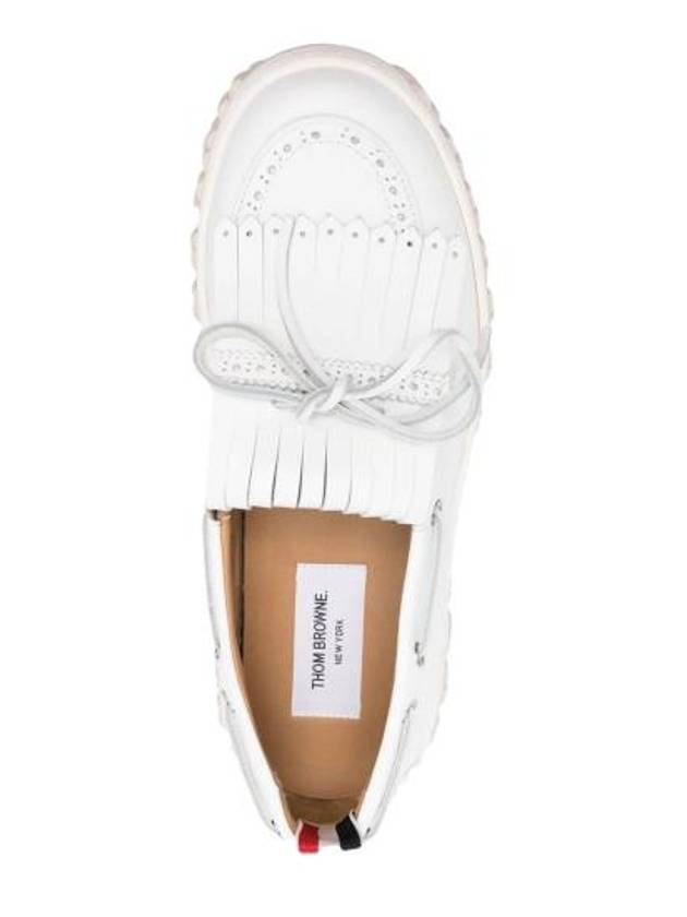 Women's Vitello Calf Kilt Boat Loafer White - THOM BROWNE - BALAAN 4