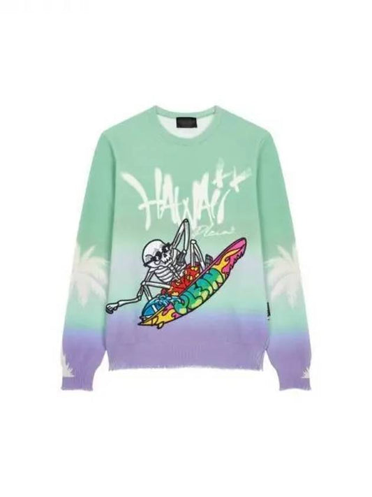 Men's Skull Waffen Gradient Sweater Green 271678 - PHILIPP PLEIN - BALAAN 1