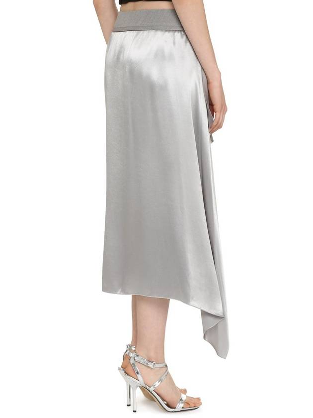 Satin Midi A-Line Skirt Grey - FENDI - BALAAN 5