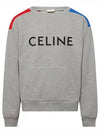 Logo Print Cotton Fleece Loose Sweatshirt Grey - CELINE - BALAAN 2