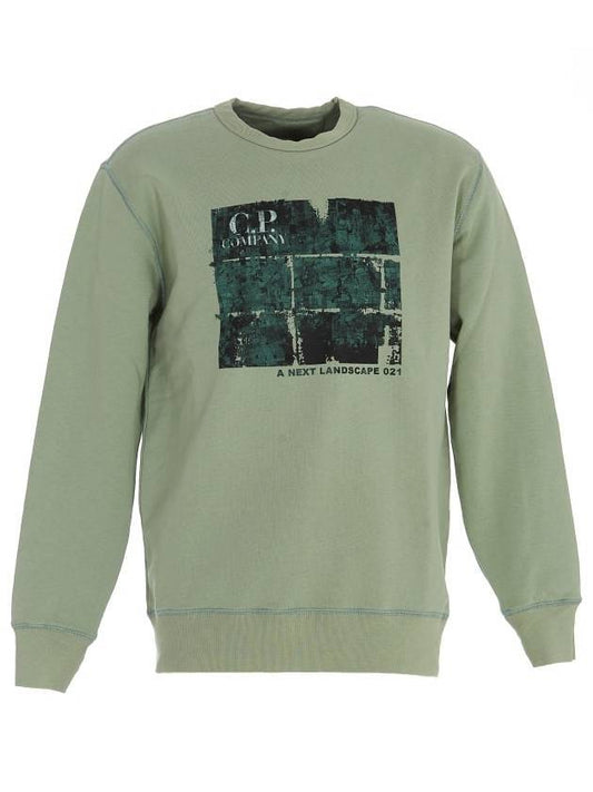 Men's Graphic Print Long Sleeve Sweatshirt Green - CP COMPANY - BALAAN 1