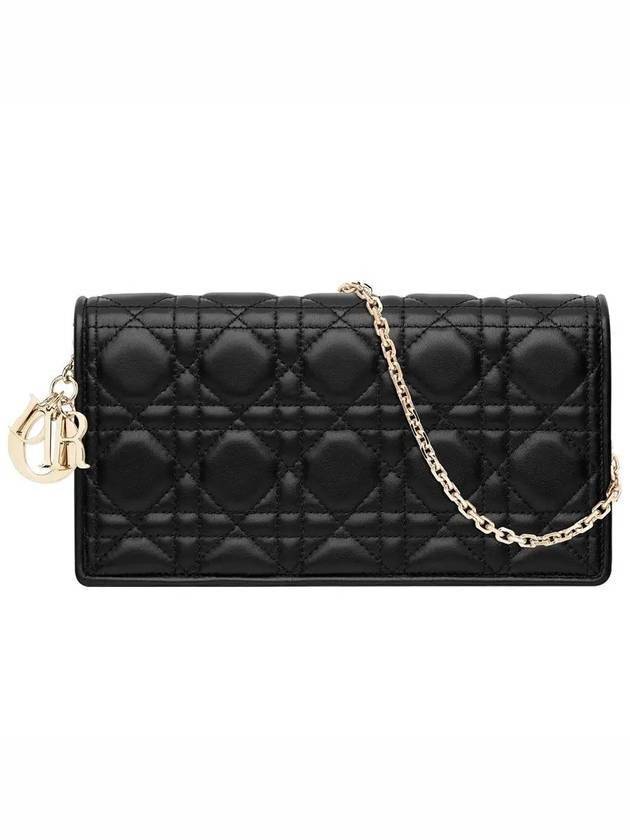 Lady Cannage Lambskin Chain Pouch Bag Black - DIOR - BALAAN 1