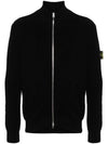 Wappen Patch Knit Zip-Up Jacket Black - STONE ISLAND - BALAAN 1