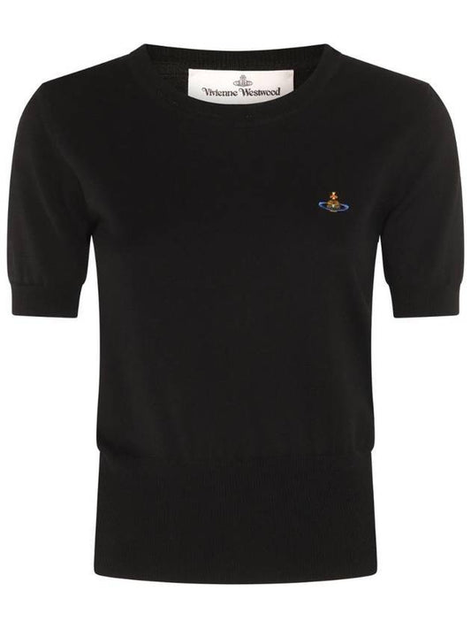ORB Logo Short Sleeve Knit Top Black - VIVIENNE WESTWOOD - BALAAN 1