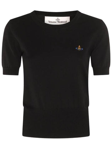 ORB Logo Short Sleeve Knit Top Black - VIVIENNE WESTWOOD - BALAAN 1