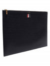 Pebble Grain Leather Large Zipper Laptop Holder Black - THOM BROWNE - BALAAN 5