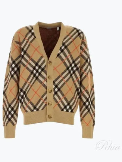 Check Wool Mohair Blend Cardigan Sand - BURBERRY - BALAAN 2