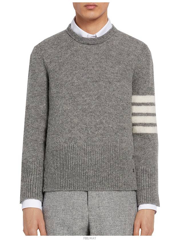 4 Bar Logo Wool Knit Top Grey - THOM BROWNE - BALAAN 3