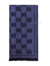 GG wool jacquard muffler blue - GUCCI - BALAAN.