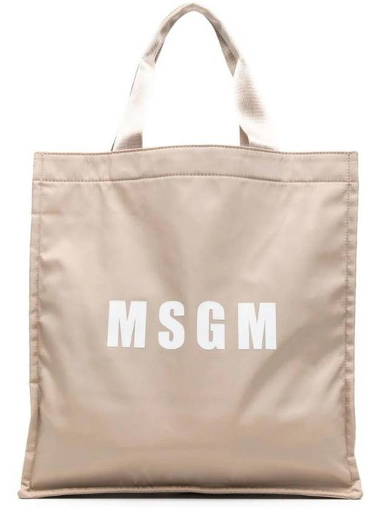 Logo Print Tote Bag Beige - MSGM - BALAAN 1