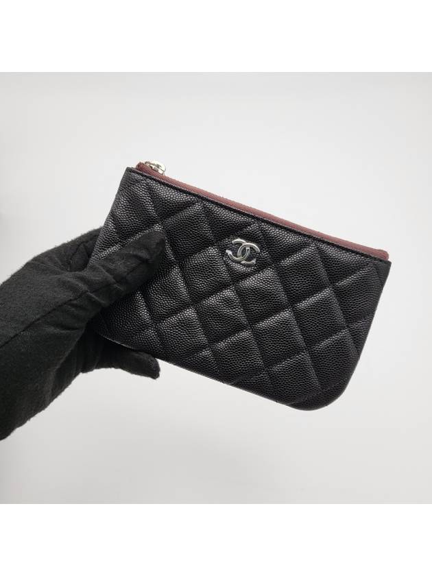 Silver logo grained calfskin clutch bag black - CHANEL - BALAAN 5