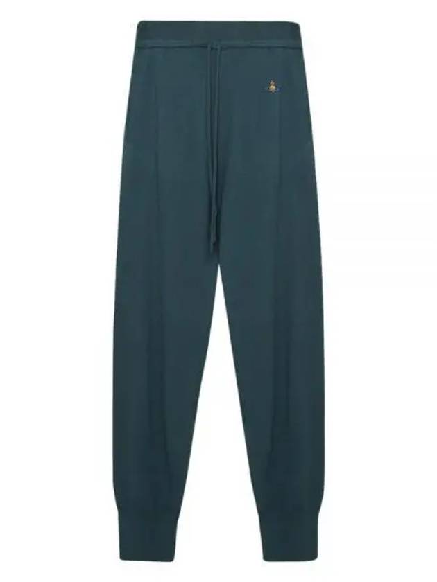 Women's Embroidered Logo Cashmere Blend Track Pants Emerald - VIVIENNE WESTWOOD - BALAAN 2