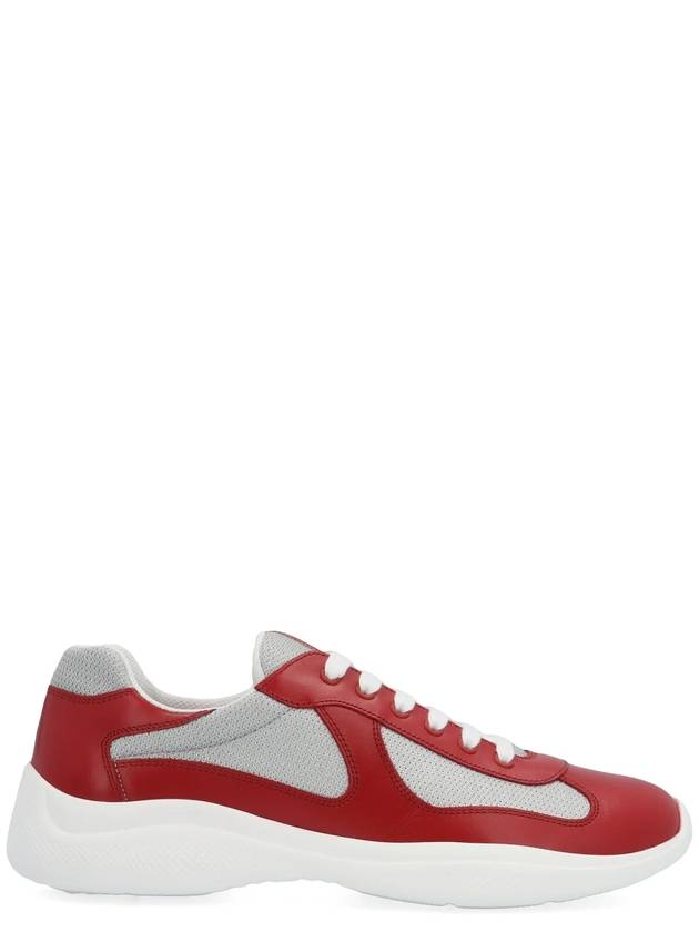 America's Cup Leather Low Top Sneakers Silver Red - PRADA - BALAAN 2