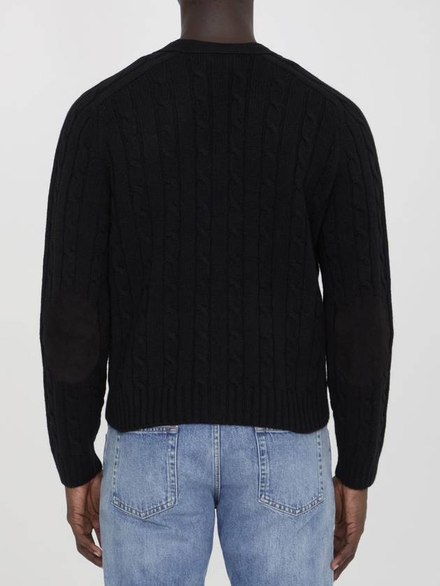 Triomphe Embroidered Cable Knit Cashmere Cardigan Black - CELINE - BALAAN 3