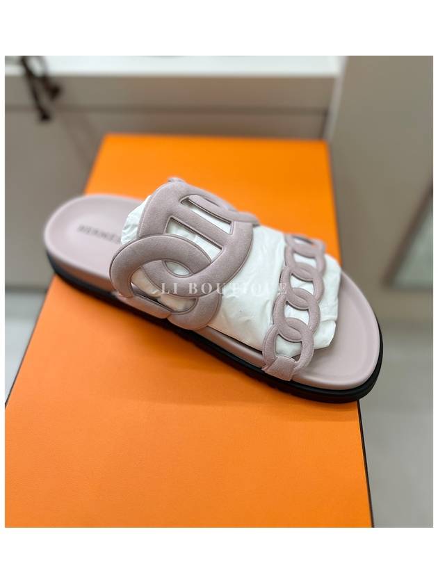 extra women suede sandals slippers pink - HERMES - BALAAN 3