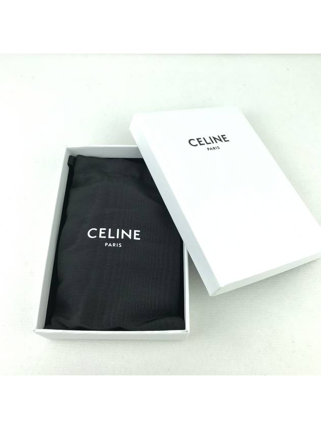 Triomphe Shiny Calfskin Flap Card Wallet Black - CELINE - BALAAN 5