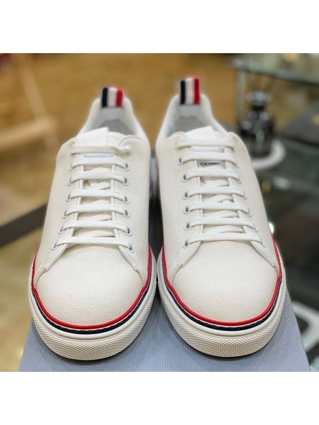 Men's Three Stripe Tab Tennis Low Top Sneakers White - THOM BROWNE - BALAAN 4