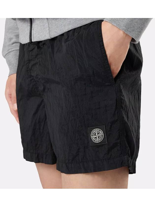 Patch Logo Nylon Swim Shorts Black - STONE ISLAND - BALAAN 3