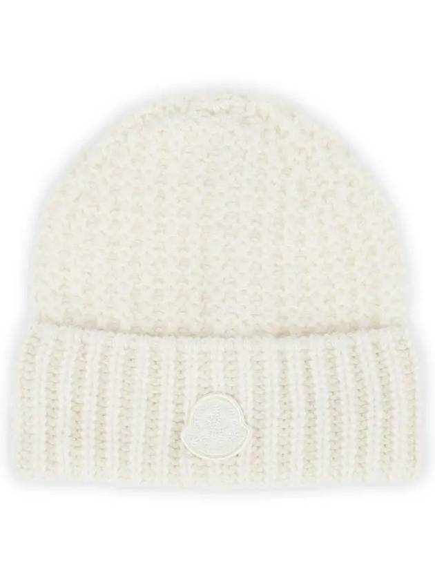 Logo Patch Wool Beanie Ivory 3B00062 M3620 034 - MONCLER - BALAAN 2