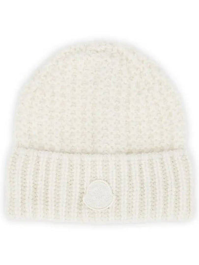 Logo Patch Wool Beanie Ivory 3B00062 M3620 034 - MONCLER - BALAAN 2