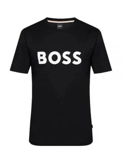 Logo Print Crewneck Short Sleeve T-Shirt Black - HUGO BOSS - BALAAN 2