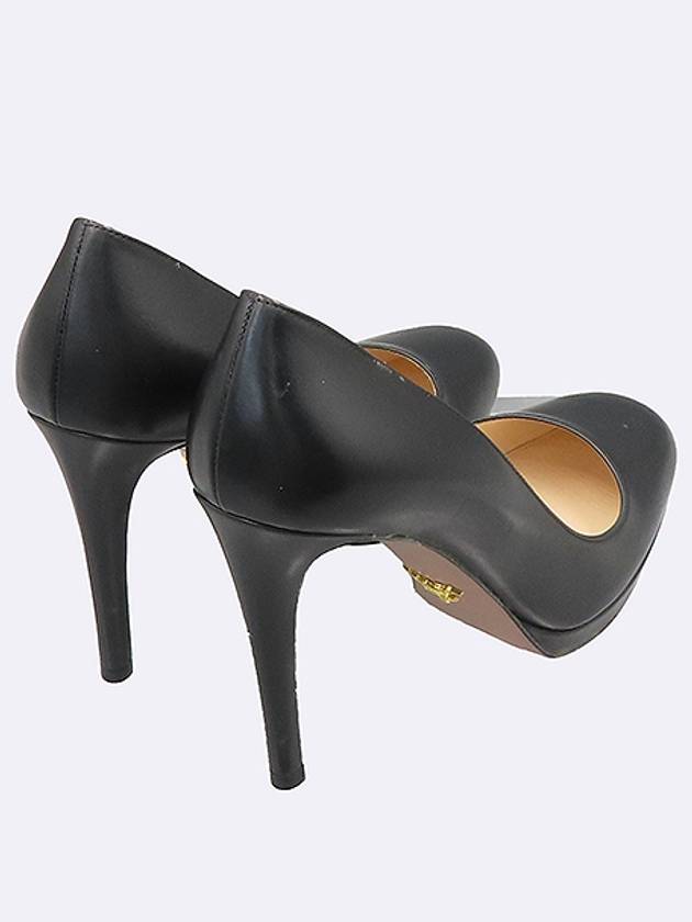 1IP286 Gold logo decoration black leather pumps women s high heel shoes 39 - PRADA - BALAAN 4