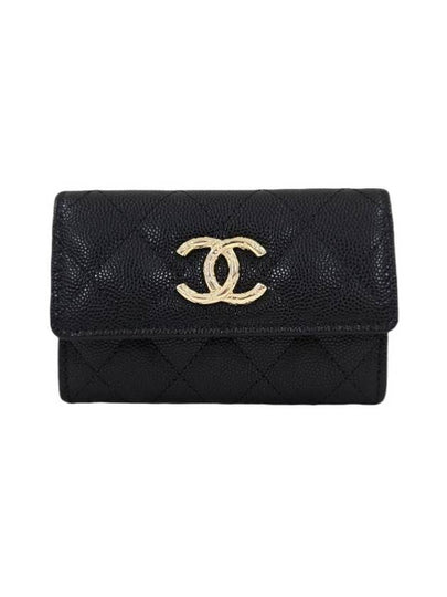 gold logo caviar card wallet black - CHANEL - BALAAN 2