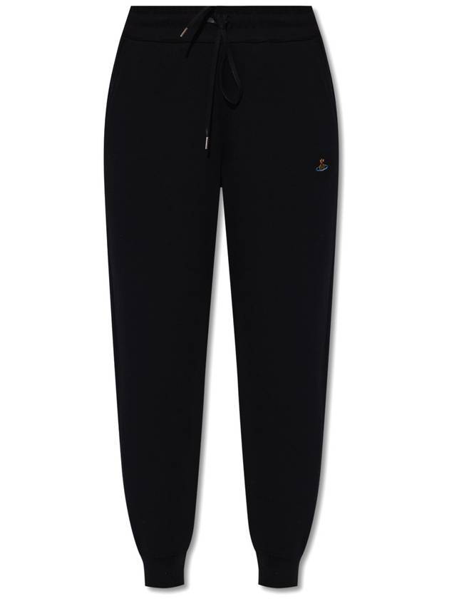 Women's ORB Embroidered Logo Classic Jogger Track Pants Black - VIVIENNE WESTWOOD - BALAAN 1