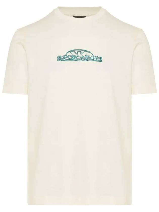 Embroidered Logo Short Sleeve T-Shirt Ivory - EMPORIO ARMANI - BALAAN 2