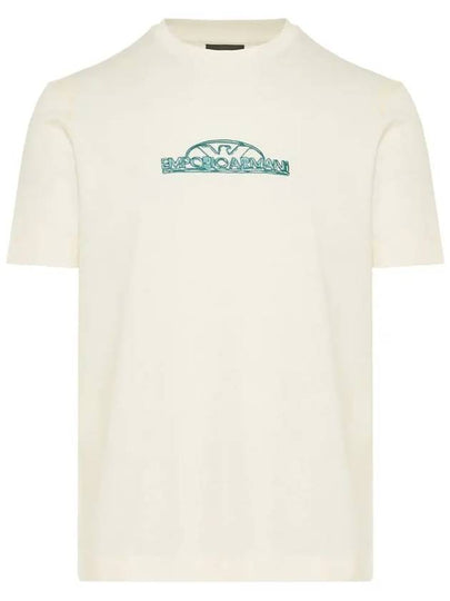 Embroidered Logo Short Sleeve T-Shirt Ivory - EMPORIO ARMANI - BALAAN 2