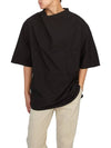 Draped Top Short Sleeve T-Shirt Black - LEMAIRE - BALAAN 5