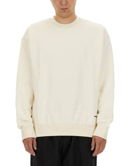 Logo Patch Crew Neck Oversized Sweatshirt Ivory - JIL SANDER - BALAAN 2