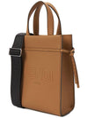 Mini Logo Leather Tote Bag Brown - FENDI - BALAAN 3